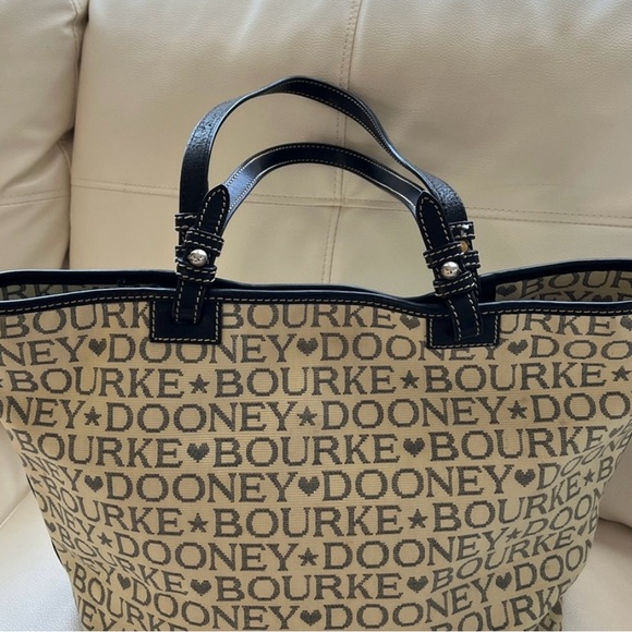 Dooney & Bourke Black and Cream Logo Tote - Picture 2 of 15
